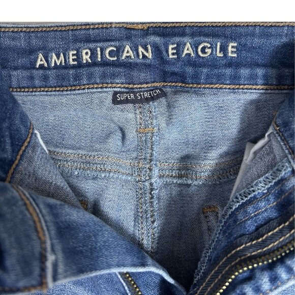 AMERICAN EAGLE - SUPER STRETCH DISTRESSED SKINNY JEANS SIZE 6 - Picture 2 of 6